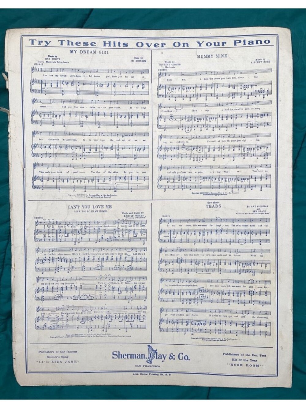 Roses at Twilight 1918 Sheet Music Ben Black Herbert Marple Vintage - Picture 3 of 4